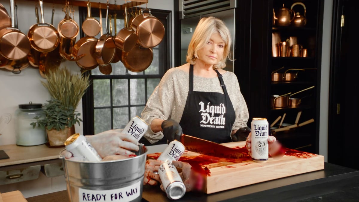 Liquid Death x Martha Stewart Candle Commercial hed 2022